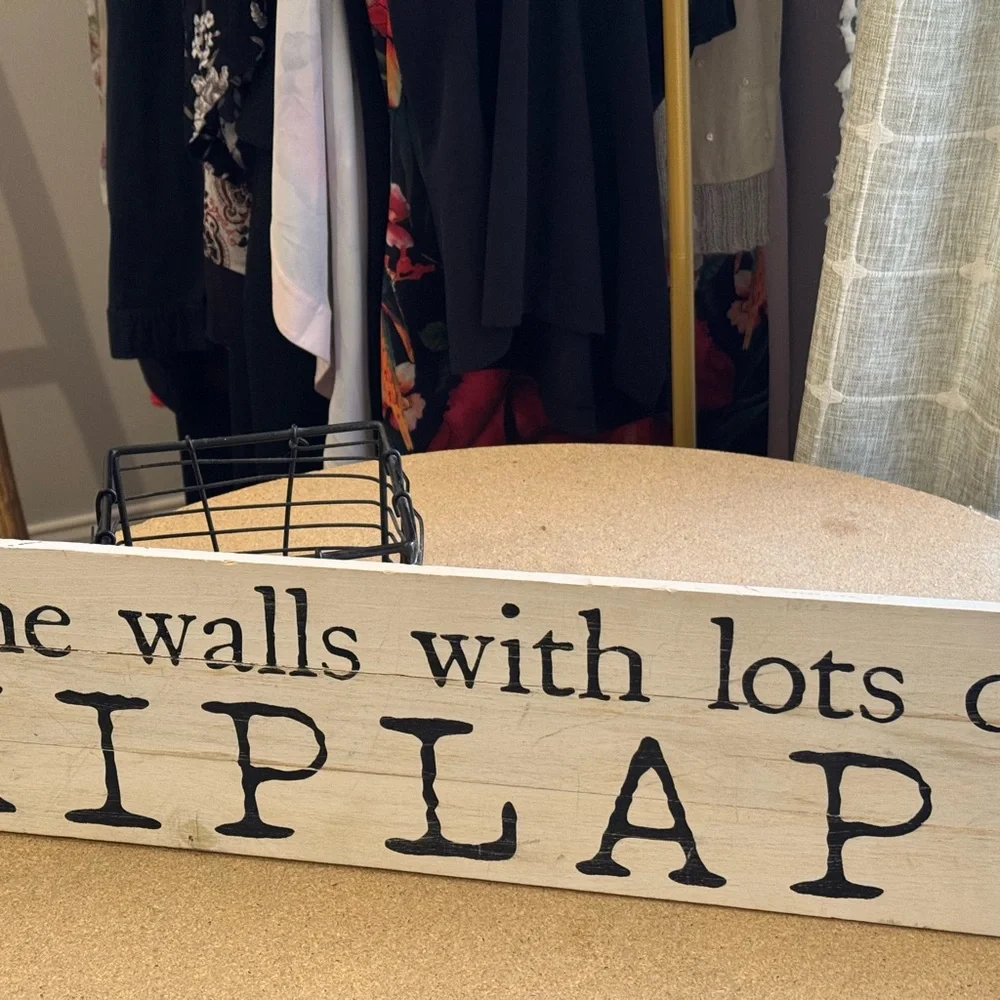 Williams Sonoma Cream and Black Shiplap Wall Art